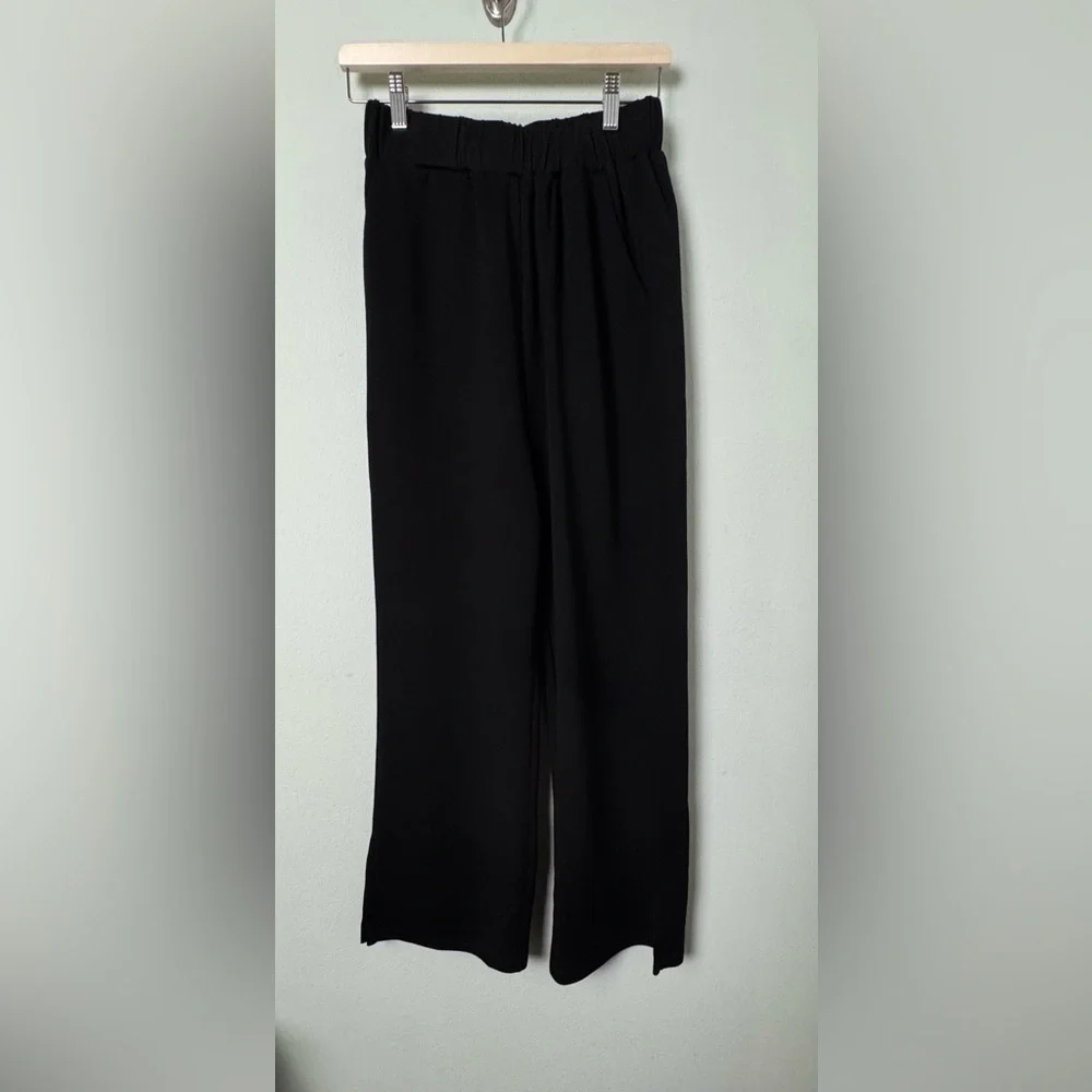 P.CILL‎ Blake Wide Leg Pants with Bottom Slits Butter Modal Black Size Small